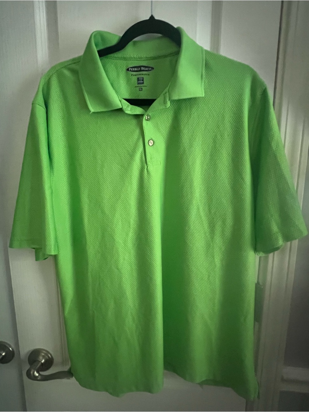 Pebble Beach Men's Lime Green Short Sleeve Polo w/embroidered Pebble Beach logo
